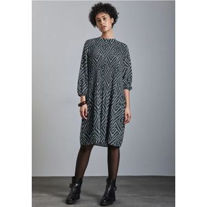 Jurk - Bandeaujurken - Knielengte - Losse Pasvorm - Lange Mouw - Opstaande Kraag