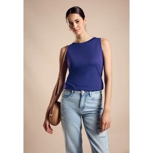 Street One Dames Top met banden in Blauw, in size: 46