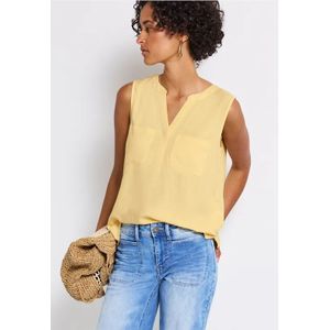 Street One Dames Blousetop met borstzakken in Geel, in size: 34