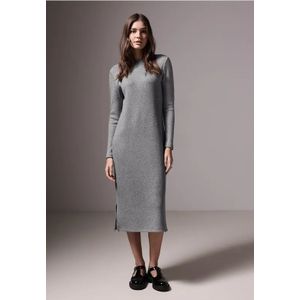 Street One Studio Glanzende gebreide damesjurk, Dark Silver Mel., 34