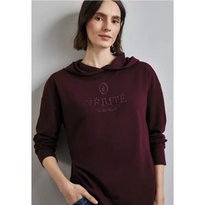 Street One Dames Hoodie met borduursel in Rood, in size: 46