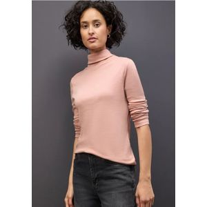 Street One Dames Basic shirt met coltrui in Roze, in size: 34
