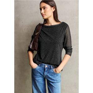 Street One - Studio - Shirt - Bruin - Dames - Mesh met Leopatroon