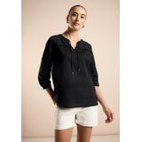 Street One Dames Blouse met borduursel in Zwart, in size: 42