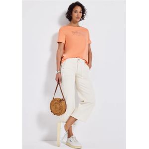 Street One Dames Shirt met folietekst in Oranje, in size: 34