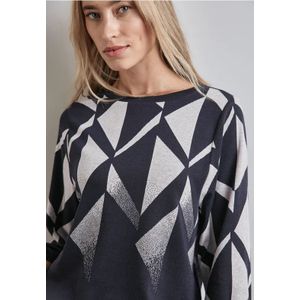 Street One Dames Jaquard overhemd in Blauw, in size: 34