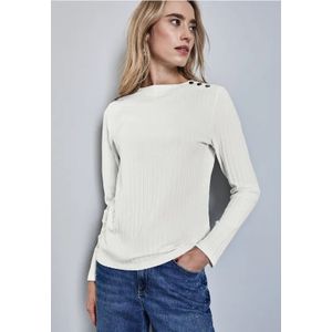 Street One Dames Overhemd met lange mouwen en knoopdetails in Wit, in size: 44