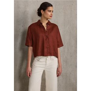 Street One Studio Dames Linnen overhemd blouse in Bruin, in size: 46