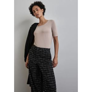 Street One Dames T-shirt met ronde hals in Beige, in size: 46