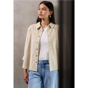 Street One - Studio - Overhemdblouse - Beige - Zachte Ribfluwelen Stof