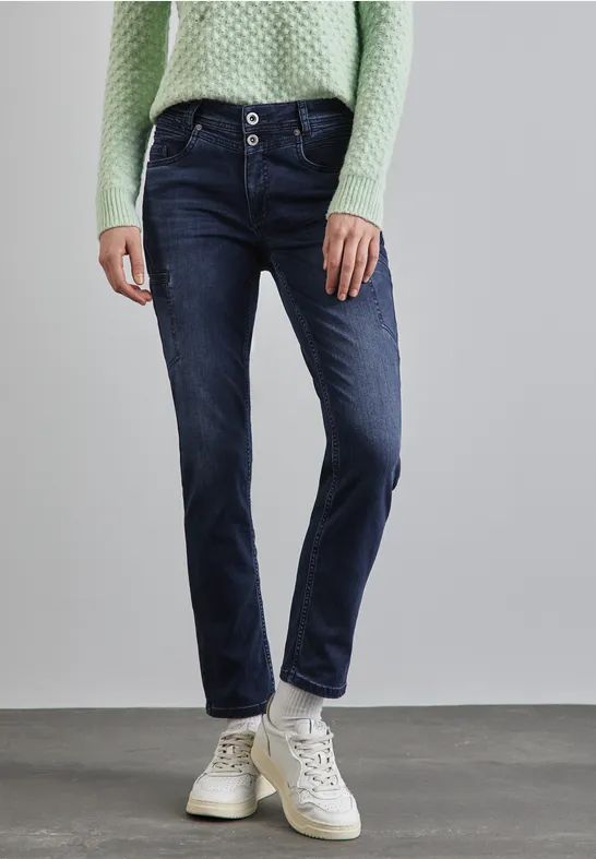 Street One Dames Cargo-look jeans in Blauw, in size: 24