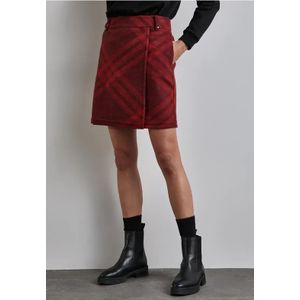 Street One Dames Geruite rok in een wollen look in Rood, in size: 40