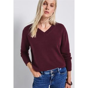 Street One Dames Trui met V-hals in Rood, in size: 34