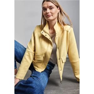 Street One - Cropped Jack - Fluweel - Zwart - Materiaalmix met Stretch