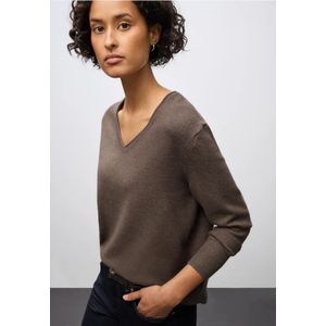 Street One Dames Zachte trui met V-hals in Bruin, in size: 34