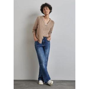 Street One Dames Corduroy blouse met knoopsluiting in Beige, in size: 40