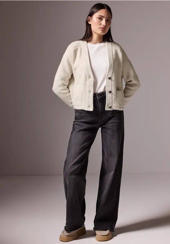 Street One - Studio Cosy Short Cardigan - Oak Beige Melange - Vest