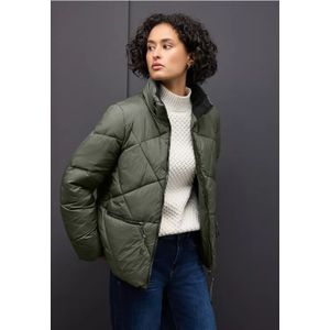Street One Dames Kort gewatteerd jack in Groen, in size: 34