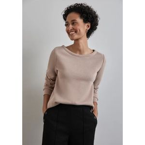 Street One Dames Sweater met ronde hals in Beige, in size: 42