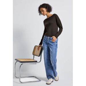 Street One Dames Basic shirt met lange mouwen in Bruin, in size: 34