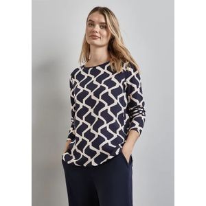 Street One Dames Bedrukt shirt met lange mouwen in Blauw, in size: 34