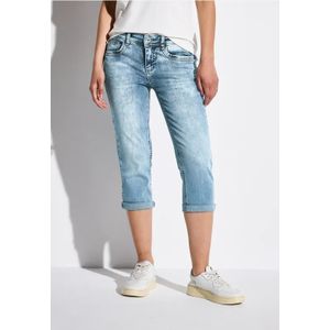 Street One Dames 3/4 jeans met glitterdetail in Blauw, in size: 28