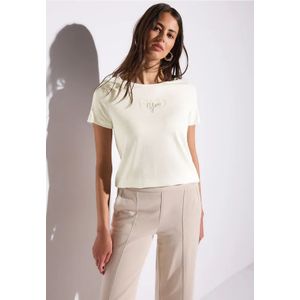Street One Dames Shirt met tekst kunstwerk in Wit, in size: 34