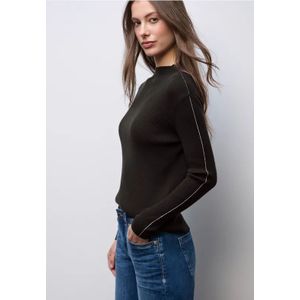 Street One Dames Trui met geribbelde textuur in Bruin, in size: 34