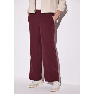 Street One Dames Broek met wijde pijpen in keperstof in Rood, in size: 38