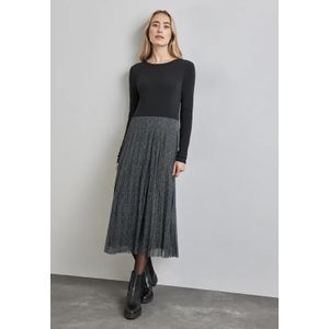 Street One Dames Midi-jurk met geplooide rok in Zwart, in size: 46