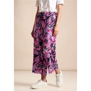 Street One Dames Broek met wijde pijpen en print in Pink, in size: 38