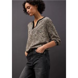 Street One Dames Leo blouse met gespleten hals in Beige, in size: 34
