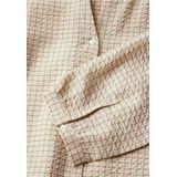 Street One - A345536 - Damesblouse - Beige - Seersucker - Geruit Patroon