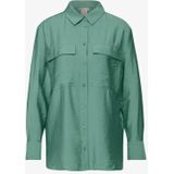 Street One - Blouse - Groen - Dames - Losse Pasvorm - Overhemdkraag