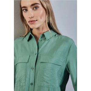 Street One - Blouse - Groen - Dames - Losse Pasvorm - Overhemdkraag