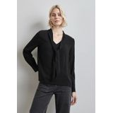 Street One - Blouse - Zwart - Dames - V-hals met Strik