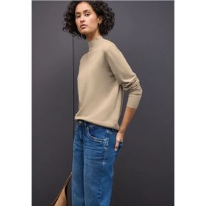 Street One Dames Trui met col in Beige, in size: 34