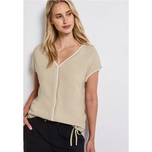 Street One Dames Shirt met trekkoord in Beige, in size: 34