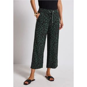 Street One Dames Wide Legs broek met leoprint in Groen, in size: 32