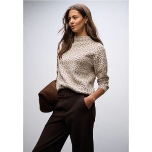 Street One Dames Cosy jacquard trui in Bruin, in size: 34