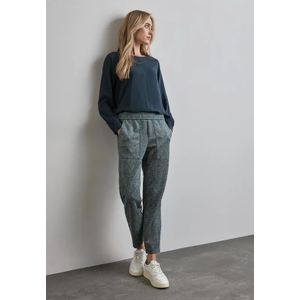 Street One - Bedrukte Velours Broek - Groen - Dames