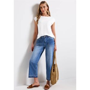 Street One Dames Shirt met boothals in Wit, in size: 44