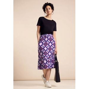 Street One Dames Jersey midirok in Multicolour|Paars, in size: 32