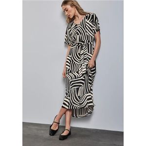 Street One Dames Bedrukte maxi jurk in Zwart, in size: 34