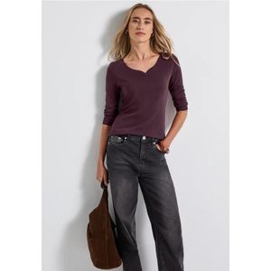 Street One Dames Basic shirt met knoopdetail in Rood, in size: 36