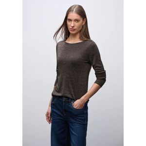 Street One Dames Glitterend shirt met lange mouwen in Bruin, in size: 36