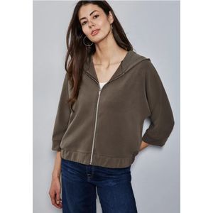 Street One Dames Capuchonjack in zijde-look in Bruin, in size: 42