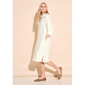 Street One Dames Linnen shirtblouse-jurk in Wit, in size: 38