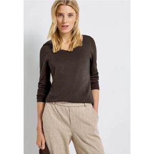 Street One Dames Shirt met carrée halslijn in Bruin, in size: 34