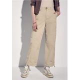 Street One Dames Cargo broek met rechte pijpen in Beige, in size: 32
